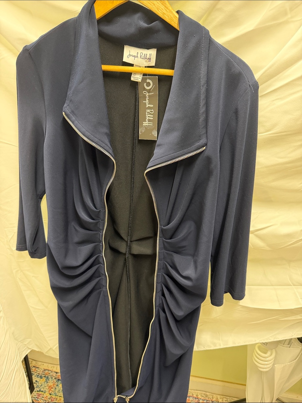 Joseph Ribkoff Navy Blue Zip-Front Dress - Picture 2 of 4